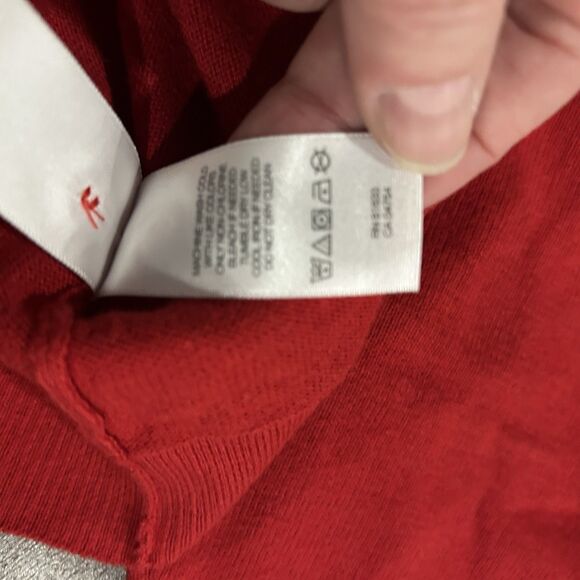 Kenneth Cole Reaction Sweater Cardigan Red Ruffle Button Size M Long Sleeve - Picture 8 of 10